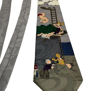 Vintage 1995 Popeye Necktie Tie O/S Grey Olive Oil Novel Ties Cool Fun Cartoon